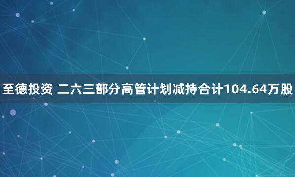 至德投资 二六三部分高管计划减持合计104.64万股